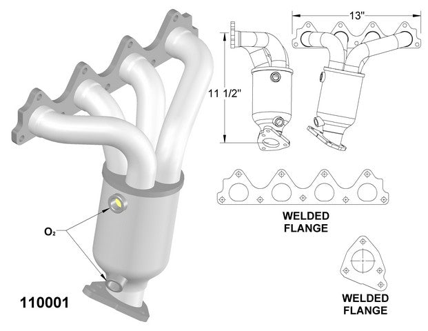 Exhaust Manifold with Integrated Catalytic Converter OEM Industries 110001