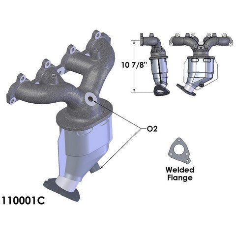 Exhaust Manifold with Integrated Catalytic Converter OEM Industries 110001C
