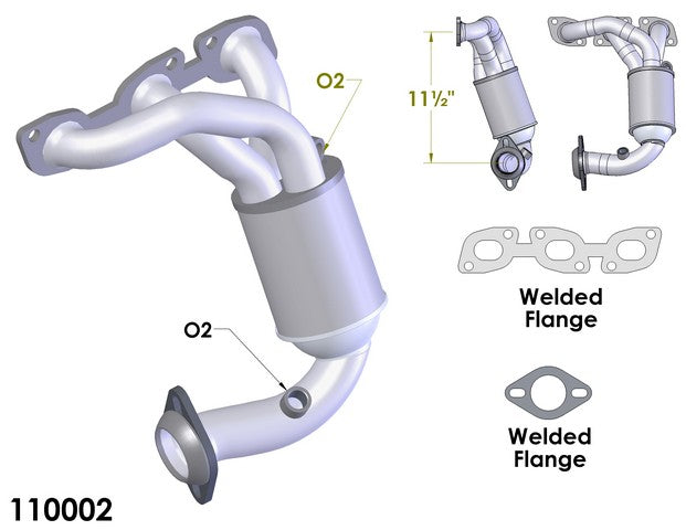 Exhaust Manifold with Integrated Catalytic Converter OEM Industries 110002