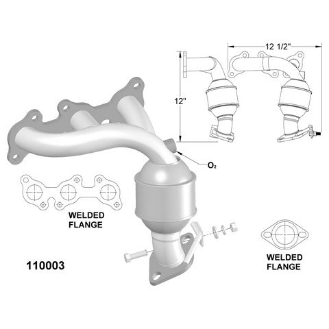 Exhaust Manifold with Integrated Catalytic Converter OEM Industries 110003