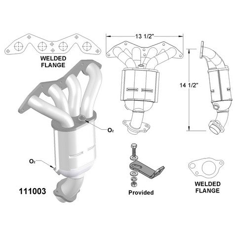 Exhaust Manifold with Integrated Catalytic Converter OEM Industries 111003