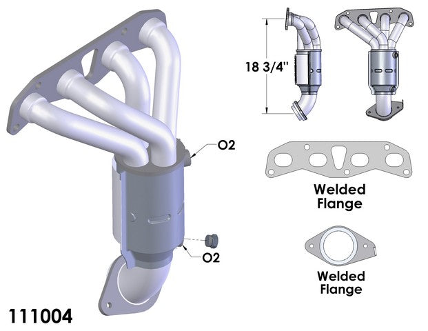Exhaust Manifold with Integrated Catalytic Converter OEM Industries 111004