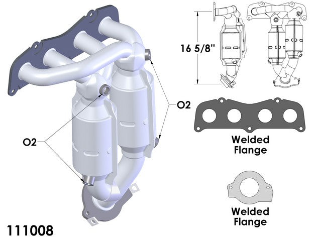 Exhaust Manifold with Integrated Catalytic Converter OEM Industries 111008