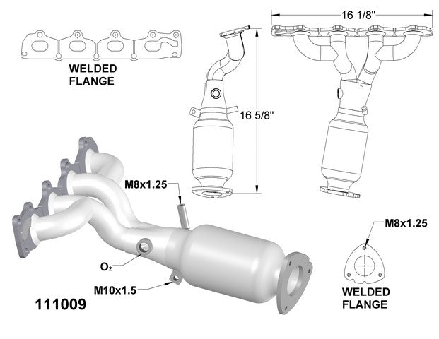 Exhaust Manifold with Integrated Catalytic Converter OEM Industries 111009