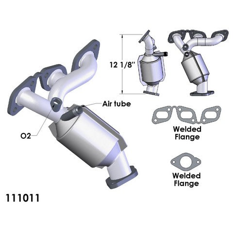 Exhaust Manifold with Integrated Catalytic Converter OEM Industries 111011