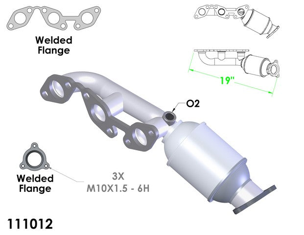Exhaust Manifold with Integrated Catalytic Converter OEM Industries 111012