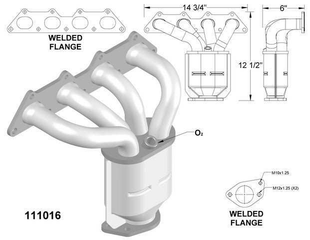 Exhaust Manifold with Integrated Catalytic Converter OEM Industries 111016