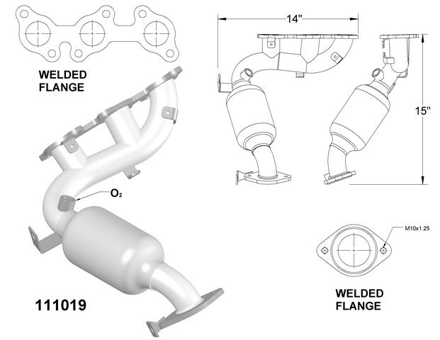 Exhaust Manifold with Integrated Catalytic Converter OEM Industries 111019