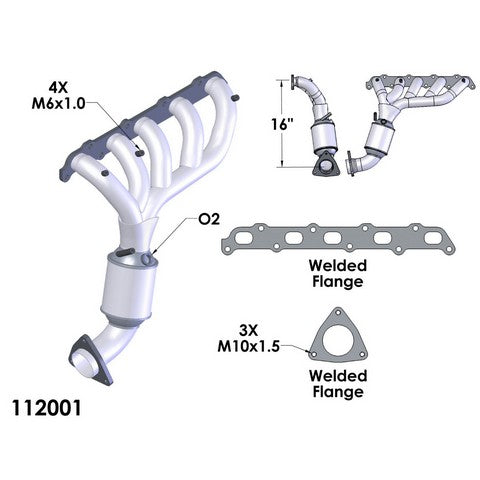 Exhaust Manifold with Integrated Catalytic Converter OEM Industries 112001