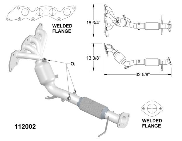 Exhaust Manifold with Integrated Catalytic Converter OEM Industries 112002