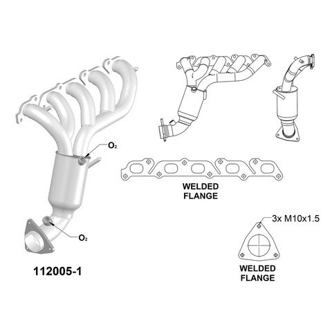 Exhaust Manifold with Integrated Catalytic Converter OEM Industries 112005
