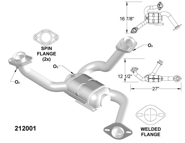 Catalytic Converter and Pipe Assembly OEM Industries 212001
