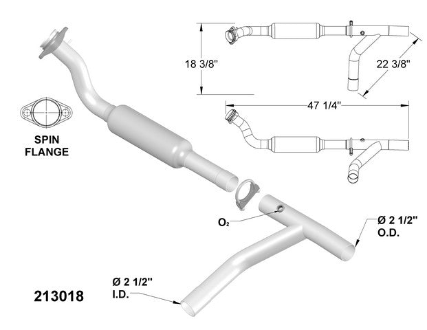 Catalytic Converter and Pipe Assembly OEM Industries 213018