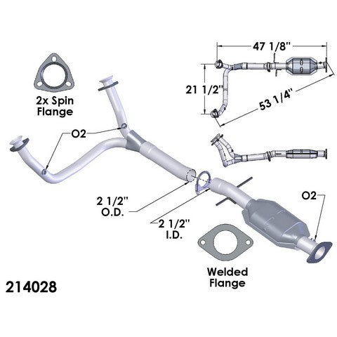 Catalytic Converter and Pipe Assembly OEM Industries 214028
