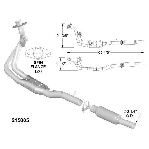 Catalytic Converter and Pipe Assembly OEM Industries 215005