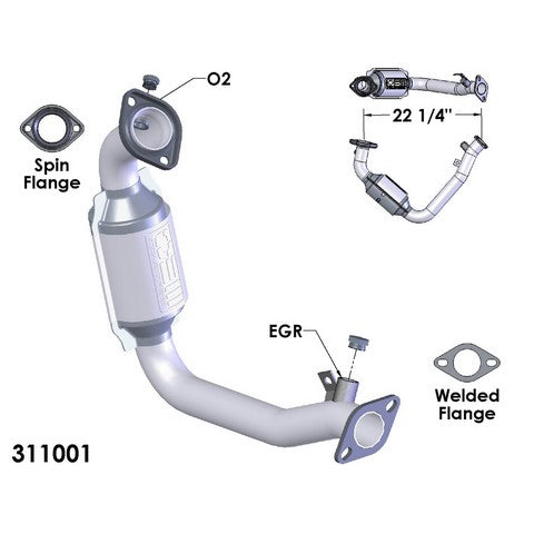 Catalytic Converter and Pipe Assembly OEM Industries 311001