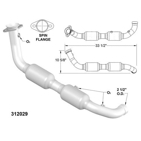 Catalytic Converter and Pipe Assembly OEM Industries 312029