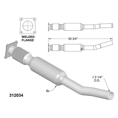 Catalytic Converter and Pipe Assembly OEM Industries 312034