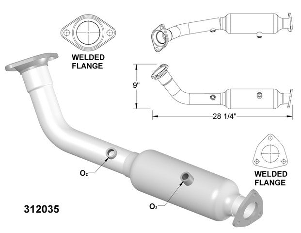 Catalytic Converter and Pipe Assembly OEM Industries 312035