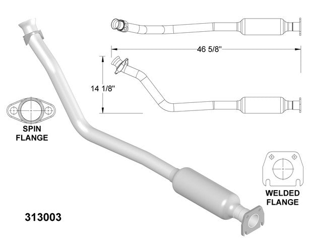 Catalytic Converter and Pipe Assembly OEM Industries 313003
