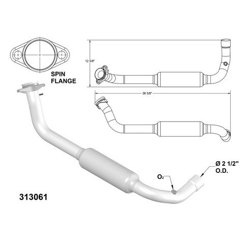 Catalytic Converter and Pipe Assembly OEM Industries 313061