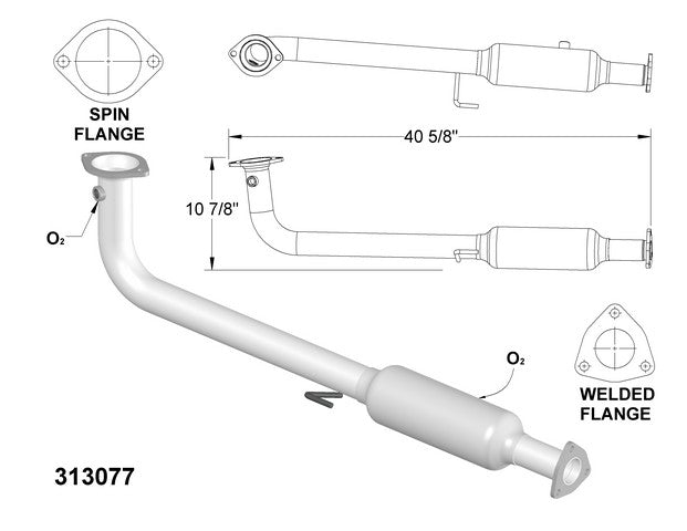 Catalytic Converter and Pipe Assembly OEM Industries 313077