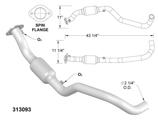 Catalytic Converter and Pipe Assembly OEM Industries 313093