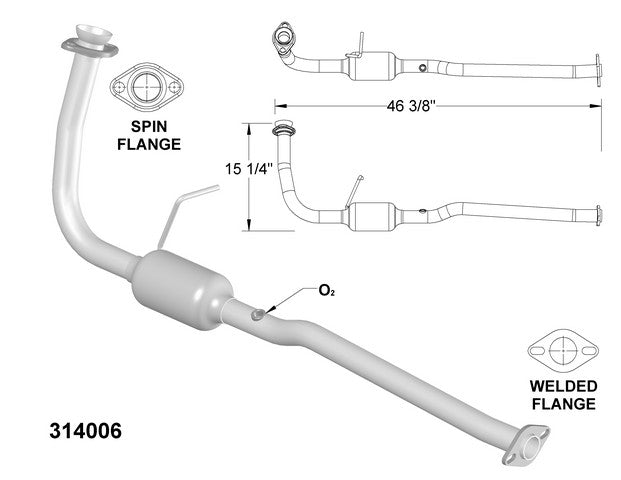 Catalytic Converter and Pipe Assembly OEM Industries 314006