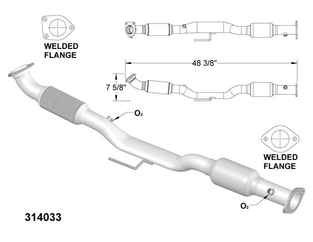 Catalytic Converter and Pipe Assembly OEM Industries 314033