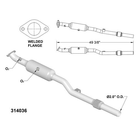 Catalytic Converter and Pipe Assembly OEM Industries 314036
