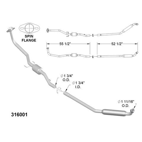 Catalytic Converter and Pipe Assembly OEM Industries 316001