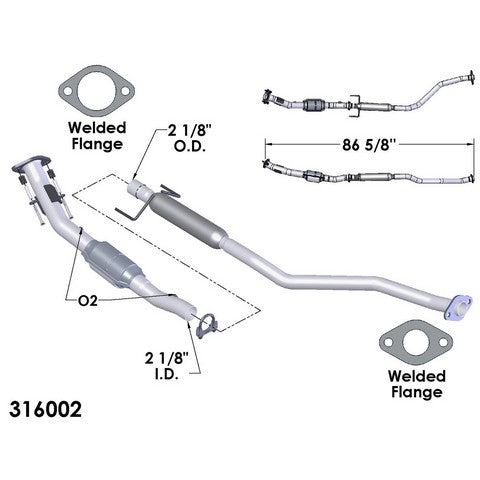 Catalytic Converter and Pipe Assembly OEM Industries 316002