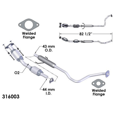 Catalytic Converter and Pipe Assembly OEM Industries 316003