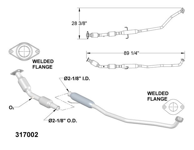 Catalytic Converter and Pipe Assembly OEM Industries 317002