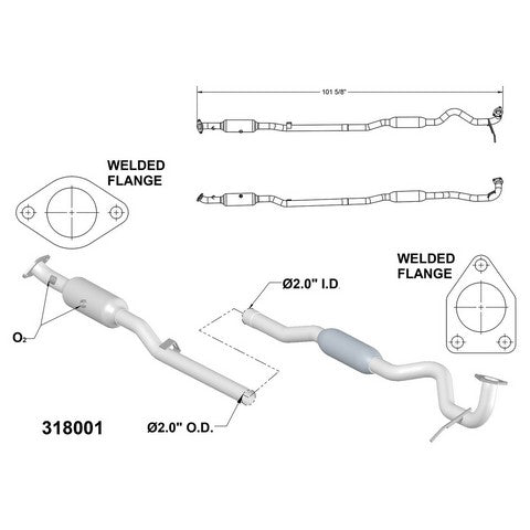 Catalytic Converter and Pipe Assembly OEM Industries 318001