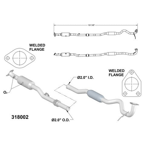 Catalytic Converter and Pipe Assembly OEM Industries 318002